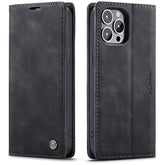 Leather Case Wallet For Iphone 13 Pro Max, Folding Flip Case With Magnetic Kickstand, Card Slot, Protective Cover For Iphone 13 Pro Max 6.7 Inch Black