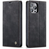 Leather Case Wallet For Iphone 13 Pro Max, Folding Flip Case With Magnetic Kickstand, Card Slot, Protective Cover For Iphone 13 Pro Max 6.7 Inch Black