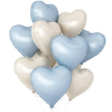 Baby Blue Heart Balloons,10Pcs Cream White Blue Foil Heart Shaped Balloons,18Inch Sand White Pastel Blue Helium Balloon For Valentines,Engagement,Birthday,Baby Shower,Wedding Party Decorations