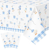 3 Pcs One Silly Goose Birthday Decor Tablecloth Waterproof Plastic Table Covers Goose Decor For Birthday Party Baby Shower 54X108 Inch (Blue)