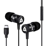 Klim Fusion Earbuds With Microphone + Long-Lasting Wired Ear Buds - Innovative: In-Ear With Memory Foam + Earphones With Mic And Usb-C - New 2022 Version (Black - Usb-C) (Renewed)