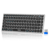 Bluetooth Keyboard Rechargeable, 4-Device (2.4G+3Bt) Wireless Keyboard, Ultra-Slim Quiet Typing, 14 Hotkeys Computer Keyboard For Pc/Laptop/Smart Tv/Tablet/Ipad