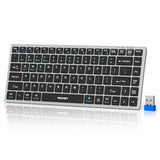 Bluetooth Keyboard Rechargeable, 4-Device (2.4G+3Bt) Wireless Keyboard, Ultra-Slim Quiet Typing, 14 Hotkeys Computer Keyboard For Pc/Laptop/Smart Tv/Tablet/Ipad