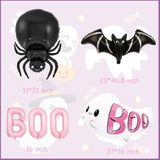 8pcs Halloween Bat Spider Boo Balloons Set Pink Foil Balloon Party Birthday Decorations