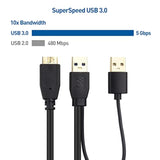 Cable Matters 5Gbps Micro USB 3.0 to USB Splitter Cable - 20 Inches, Micro-B 3.0 to Dual USBA for Data and Extra Power, MicroUSB 3.0 to USBA Y Cable