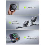 3 In 1 Charging Station For Apple Magsafe Charger Travel Accessories, Wireless Charger 3 In 1 For Iphone 16 15 Pro Max Magsafe Accessories Charger For Airpods Iwatch Iphone 12-16 Black