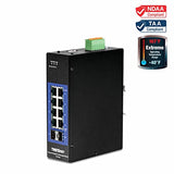 10-Port Industrial Gigabit L2 Managed Din-Rail Switch, Ti-G102I, 8 X Gigabit, 2 X Sfp Slots, Din-Rail Mount, Ip30, Ethernet Splitter, Ndaa & Taa Compliant, Protection, Black