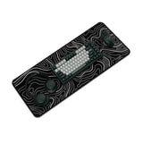 Large Computer Mouse Pad With Non-Slip Base For Desktop, Cute Gaming Mouse Mat With Stitched Edges, Long Extended Anime Mousepad For Laptop, 31.5 X 11.8 Inches (Black Topographic Map)