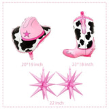 20Pcs Cowgirl Balloons, Pink Cow Print Balloon And Star Balloons For Western Cowgirl Birthday Party Decorations, Bachelorette Party Decorations
