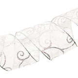 7416.60/50-701 Swirl 2.5" X 50 Yd Nylon Sheer Curling Wired Glitter Ri