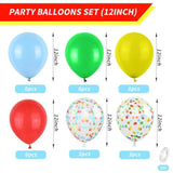 Red Yellow Blue Balloons, Rainbow Assorted Latex Balloons, 12Inch Matte Blue Yellow Red Green Latex Balloons Colourful Confetti Star Balloons For Birthday Festival Carnival Circus Game Party Decor