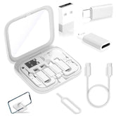 Usb-C Travel Adapter Kit For Iphone, Pixel & Galaxy: Usb-A To C, Micro-Usb To C, Type-C To Lightning, Short Usb-C Cable, Otg, Mirror Case