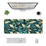 Gaming Mouse Pad, Large Non-Slip Rubber Base Mousepad, Keyboard Mouse Mat, Desk Pad With Stitched Edges, 31.5X11.8Inch, Morris Leaves