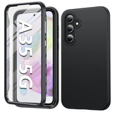 For Samsung Galaxy A355G Case: Phone Case With Builtin Screen Protector Protective Silicone Cell Phone Cover Rugged Shockproof Full Protection Slim Dual Layer Case For Men Women Kids Black