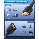 Hdmi Extension Cable 2 Pack Support 4K & 3D 1080P High Speed Hdmi Male To Fema