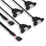 USB 2.0 Front Panel Header 9 Pin to USB A Adapter Y Splitter Cable Motherboard 9 Pin Header Splitter to Dual Type A Female Ports with Screw Panel