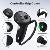 Silicone Cover Set Compatible With Meta/Oculus Quest 3S Accessories, Vr Silicone Face Cover, Vr Shell Cover,Touch Controller Grip Case,Camera Lens Protector Set(Black)