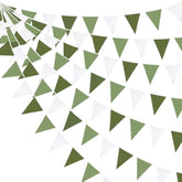 32ft Olive & Sage Green Pennant Banner Fabric Garland for Parties & Events