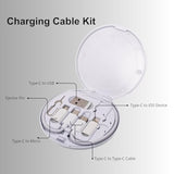Compact Charging Cable Kit – Universal Usb-C, Micro Usb, Lightning Adapters With Storage Case And Sim Tool For Travel And Daily Use (White)