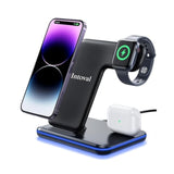 Charging Station For Apple Iphone/Iwatch/Airpods, 3 In 1 Wireless Charger For Iphone 14/13/12/11/Xs/Xr/Xs/X/8, Iwatch 8/Ultra/7/6/Se/5/4/3/2, Airpods Pro2/Pro1/3/2/1 (Z5,Black)