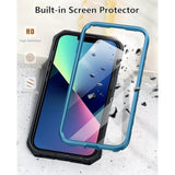 iPhone 13/14/15 Phone Case with Built-in Screen Protector Blue - Premium Protection and Stand Function