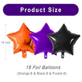 18pcs Black Orange Purple Star Balloons 18 Inch Foil Helium Balloons Party Decorations
