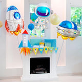 6 Pcs Astronaut Ufo Rocket Foil Balloons For Kids - Space Party Decorations For Baby Shower, Universe Space Themed Birthday Party Decor
