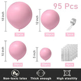 Pastel Pink Balloons Kit 95 Pcs Light Pink Balloons Garland Arch Kit 18/12 /10/5 Inch Pink Birthday Balloons Macaron Pink Baby Shower Balloons Wedding Christmas Party Decorations