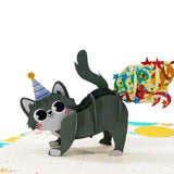 3D Pop Up Birthday Card – Cute Cat With Party Hat & Gift Box, Handmade Paper Art, Funny Animal Greeting For Kids, Friends, Cat Lovers & Special Celebrations, B27