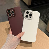 For Iphone 16 Pro Max Case,Solid Color Full Camera Lens Protection Phone Case (Wine Red)