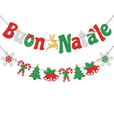 Buon Natale Banner - Glitter Italian Christmas Banner, Party Decor, Merry Christmas Sign - Pre-Strung