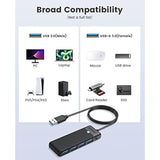 USB 3.0 Hub, ORICO 4-Port USB Hub with 6FT Long Cable, Ultra Slim USB Splitter