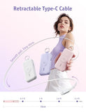 CharmGo Portable Charger, 12000mAh 30W Fast Charging Power Bank with Built-in Retractable USB C Cable, Battery Pack with Keychain, Travel Essentials