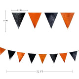 Black Orange Party Decoration Metallic Fabric Triangle Pennant Banner Flag Bunting Garland For Graduation Halloween Fall Autumn Thanksgiving Birthday Wedding Baby Shower Bridal Shower Party Supplies
