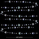 40Ft Iridescent 3D Heart Twinkle Star Garland Holographic Paper Streamer Banner For Birthday Mother'S Day Anniversary Engagement Wedding Bridal Baby Shower Hen Valentines Day Party Decoration Supplies