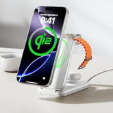 3 In 1 Foldable Wireless Charging Station Made Of Air-Pods Materials For Apple Devices Fast Charge For Iphone16 15 14 13 12 11 X/Iwatch/Airpods, Travel Charge For Magsafe Magnetic Stand