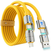 4-In-1 Multi Usb C Charging Cable Cord Fast Charge 240W, Usb A/C To Usb C/L, Chubby Cable C Compatible With Iphone Ipad Samsung Macbook Tablets All Devices, Camping & Travel Essentials (1Pack, 5Ft)