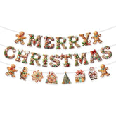 Christmas Party Decorations Merry Christmas Banner - Cute Gingerbread Man Banner Flags Vintage Christmas Decor Christmas Banners For Inside Party Supplies