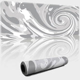Fluid Pattern Xxl Mouse Pad,Thicken Waterproof Grey White Swirl Large Gaming Mousepad With Stitched Edge, Aqua Swirl Mousepad,Non-Slip Base Ink Liquid Mouse Keyboard Mat 31.5X15.7X0.16In