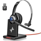 Bluetooth Headset Wireless Headset With Noise Cancelling Microphone, V5.2 Computer Headphones With Usb Dongle, Charging Base & Mic Mute For Work/Call Center/Pc/Laptop/Online Class/Zoom