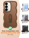 for Galaxy S24/S25 Case with Stand and Strap, Curly Wavy Phone Case for Women Girls, Translucent Matte Shockproof Protective Cover for Galaxy