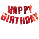 Red Happy Birthday Banner Metallic Garland 13Pcs Party Hanging Decorations