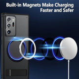 Magnetic Case For Samsung Galaxy Note 20 Ultra, Translucent Matte Anti-Fingerprint,Compatible With Magsafe,Adjustable Kickstand,Shockproof Protective Phone Case (Black)