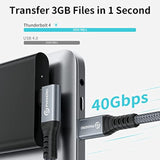 Cable Compatible With Thunderbolt 4 Cable 1Ft, Right Angle Usb4 Cable, With 40