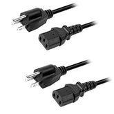 2-Pack Replacement Ac Power Cord, 3.28 Feet (1 Meter) 3 Prong 18 Awg, Replacement Printer Power Cord, Pc Power Supply Cable, Monitor Power Cable - Ul Listed