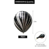 50Pcs Black Marble Balloons 12 Inch Latex Party Decorations for Birthday Wedding Halloween