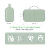 Electronic Organizer Travel Case, Puffy Electronic Accessories Carry Case For Cable, Charger, Phone, Earphone, Mouse And Other Accessories, Portable Storage Bag With Handle, Antique Green