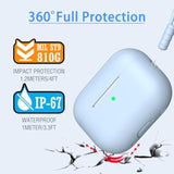 For Airpods Pro 2Nd Generation Case Cover, Military Grade Anti-Fall Soft Silicone Shock-Absorbing For Airpods Pro Case Skin Touch With Keychain And Cleaning Kit, Front Led Visible, Sky Blue