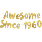 Awesome Since 1960 Gold Glitter Banner - 65Th Birthday And Anniversary Party Decorations