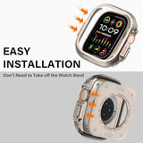 2 in 1 Metal Case Compatible with Apple Watch Ultra 3/2/1 49mm, Rugged Shockproof Metal Bumper Case with Back Cover for iWatch 49mm (Titanium)